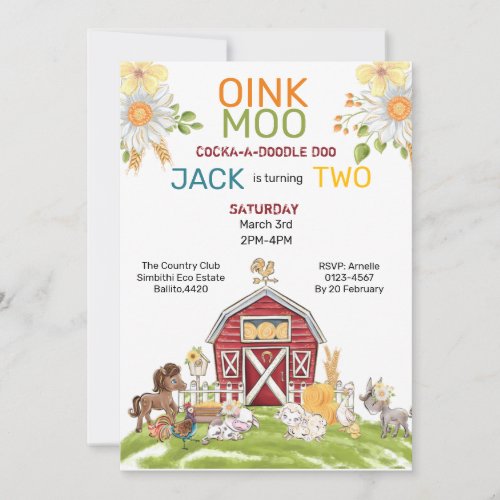 Farmyard Fun Customizable Party Invitation