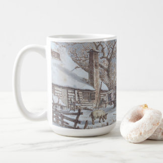 FARMYARD IN WINTER 1786 Vintage Art Christmas Mug