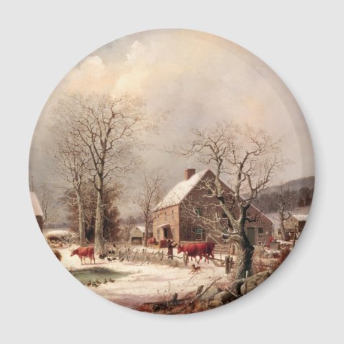 Farmyard in Winter Magnet