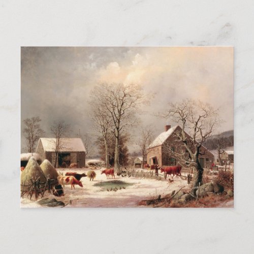 Farmyard in Winter Postcard