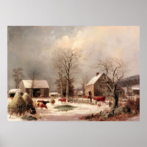 Farmyard in Winter Poster