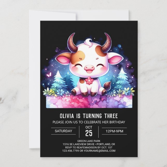 Farmyard Online Cow Birthday Invitation (Front)