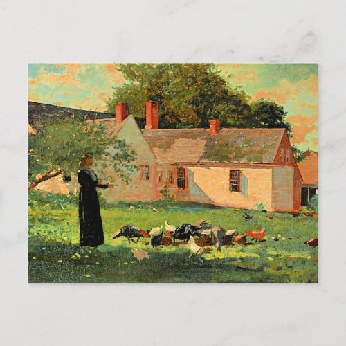 Farmyard Scene famous artwork by Winslow Homer Postcard