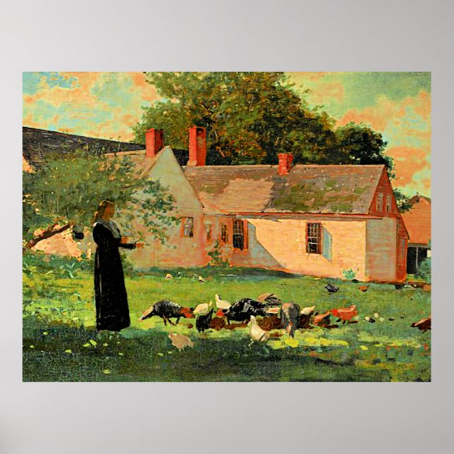 Farmyard Scene, famous artwork by Winslow Homer,  Poster (Front)
