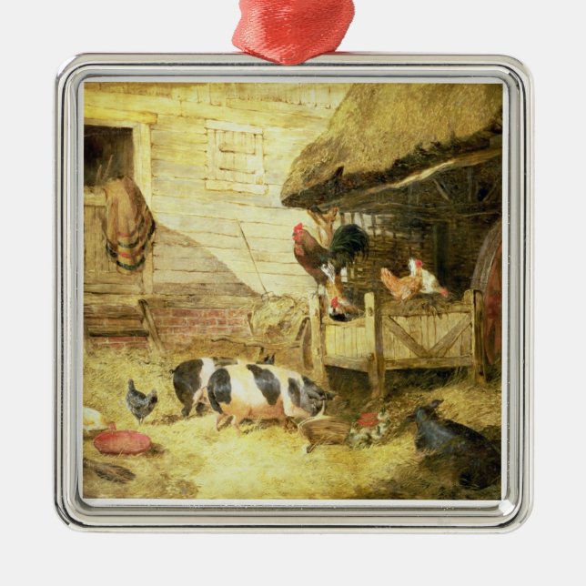 Farmyard Scene Metal Ornament (Front)