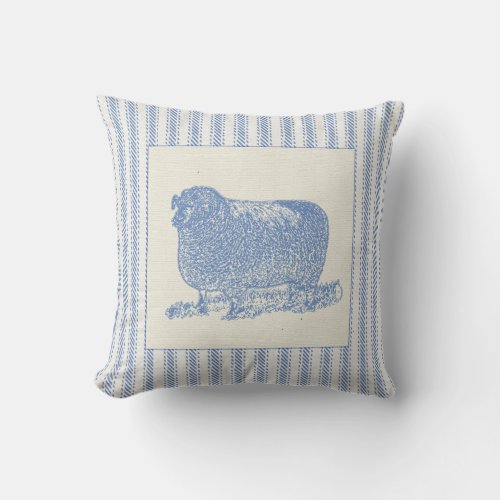 Farmyard Sheep with Ticking Throw Pillow