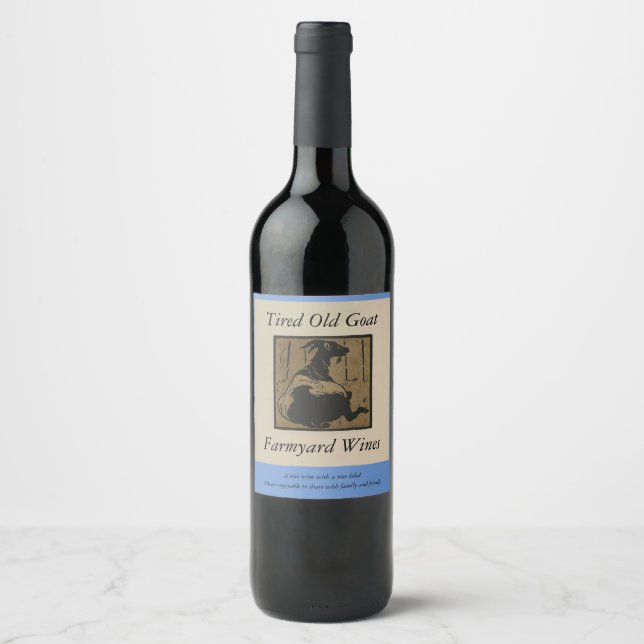 Farmyard Tired Old Goat Template Wine Label (Front)