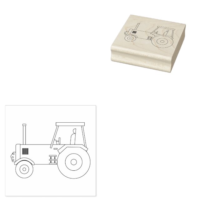 Farmyard Tractor Rubber Stamp (Stamped)