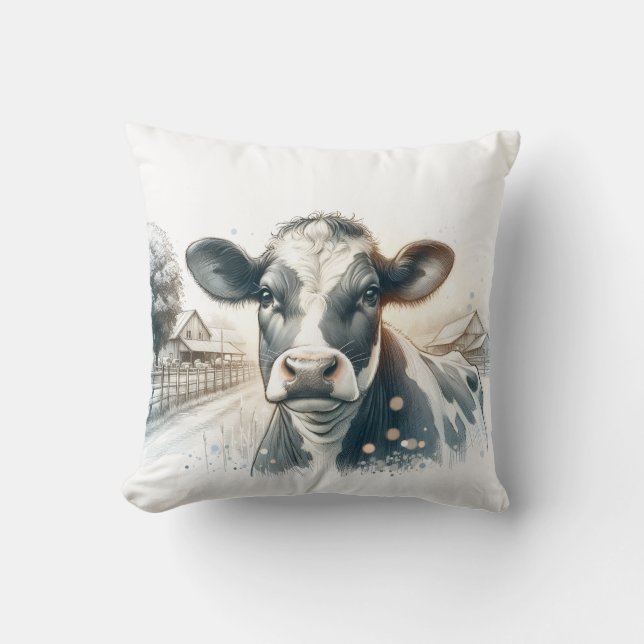Farmyard Whispers Throw Pillow (Front)