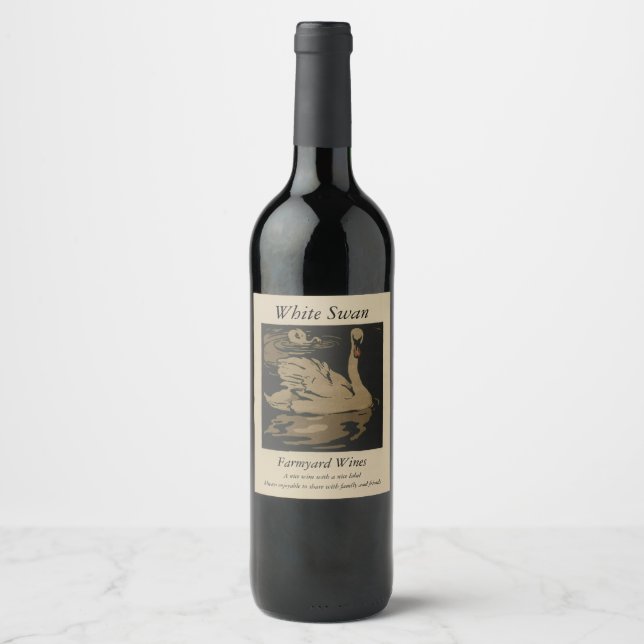 Farmyard White Swan Template Wine Label (Front)