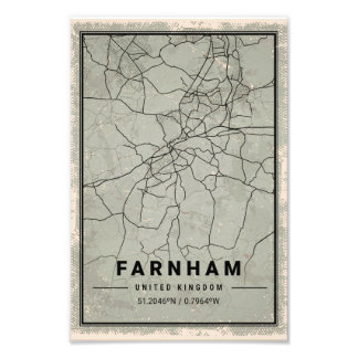 Farnham united kingdom map print poster canvas