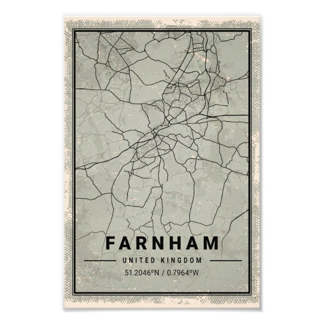 Farnham united kingdom map print poster canvas (Front)