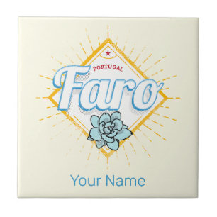 Faro Algarve Portugal Retro Succulents Vintage Ceramic Tile