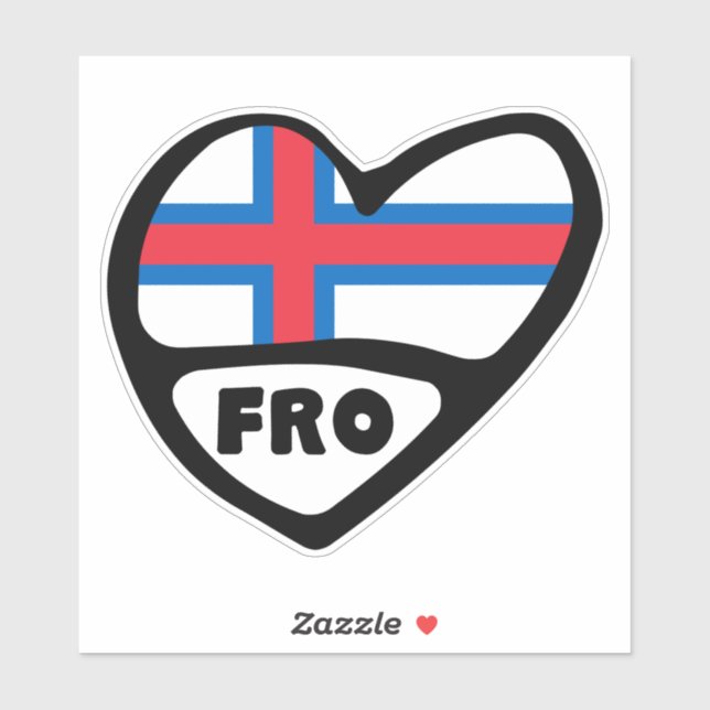 Faroe Islands Country Code Flag Heart FRO Sticker (Sheet)