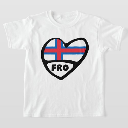 Faroe Islands Country Code Flag Heart Pin Badge T_Shirt