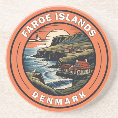 Faroe Islands Denmark Travel Art Badge Coaster