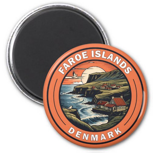 Faroe Islands Denmark Travel Art Badge Magnet