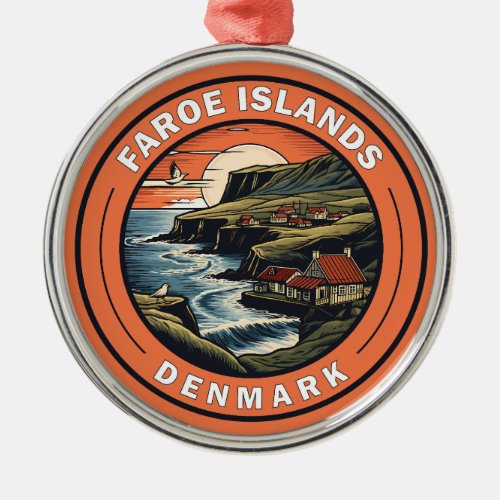 Faroe Islands Denmark Travel Art Badge Metal Ornament