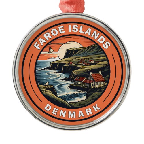 Faroe Islands Denmark Travel Art Badge Metal Ornament