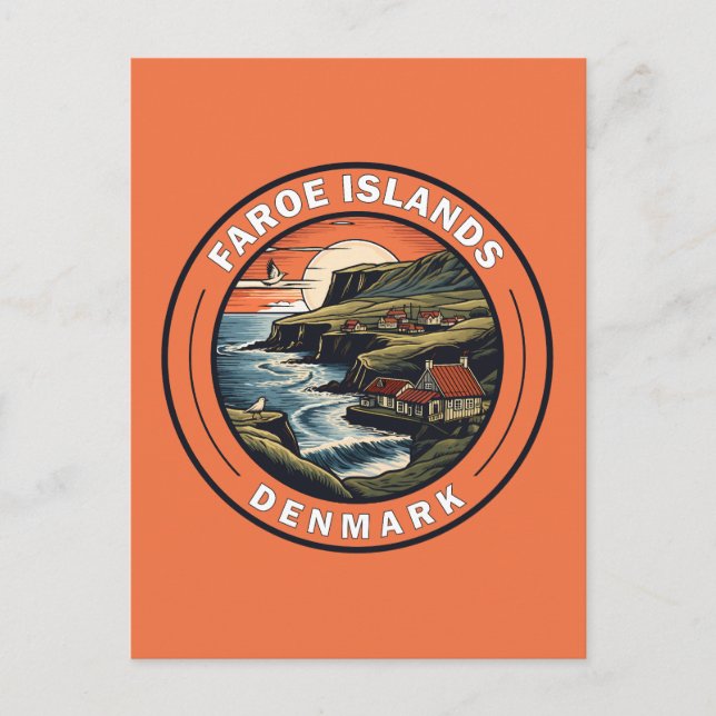 Faroe Islands Denmark Travel Art Badge Postcard (Front)
