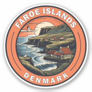 Faroe Islands Denmark Travel Art Badge Sticker