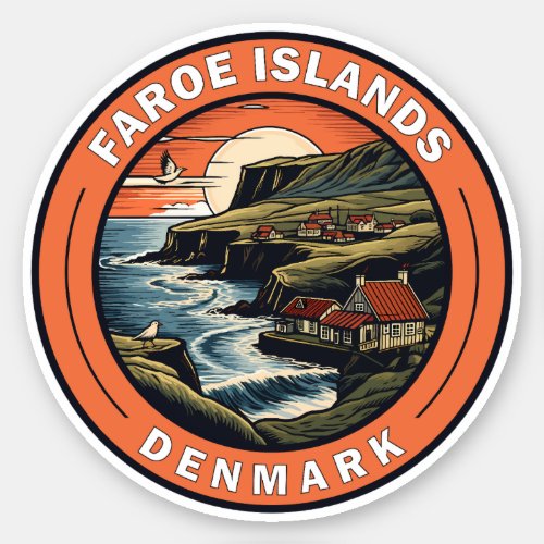 Faroe Islands Denmark Travel Art Badge Sticker