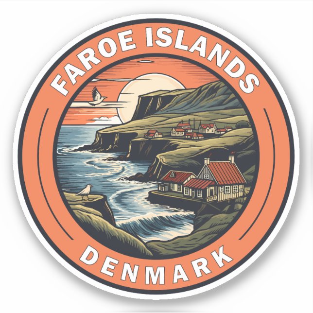 Faroe Islands Denmark Travel Art Badge Sticker (Front)