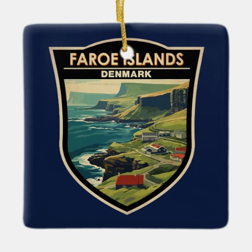Faroe Islands Denmark Travel Art Vintage Ceramic Ornament