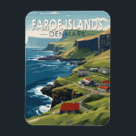 Faroe Islands Denmark Travel Art Vintage Magnet<br><div class="desc">Faroe Islands in a vector art style. The Faroe Islands is a self-governing archipelago,  part of the Kingdom of Denmark. It comprises 18 rocky,  volcanic islands.</div>