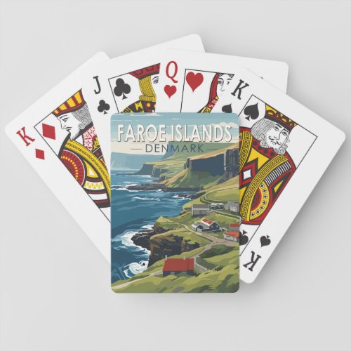 Faroe Islands Denmark Travel Art Vintage Poker Cards