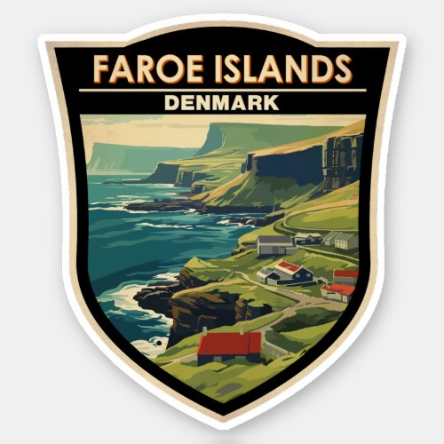 Faroe Islands Denmark Travel Art Vintage Sticker