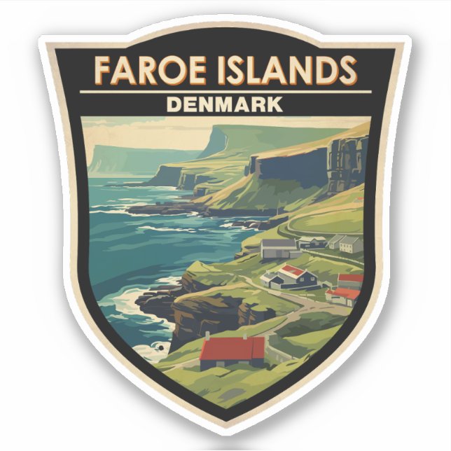 Faroe Islands Denmark Travel Art Vintage Sticker (Front)