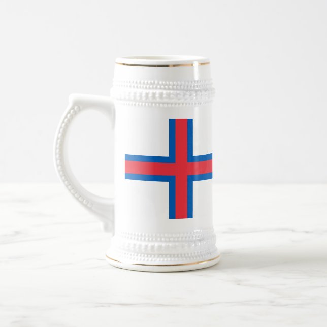 Faroe Islands Flag Beer Stein (Left)