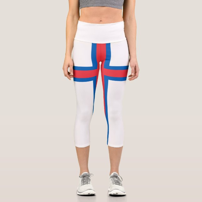 Faroe Islands Flag Capri Leggings (Front)