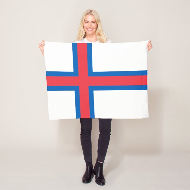 Faroe Islands Flag Fleece Blanket (In Situ)