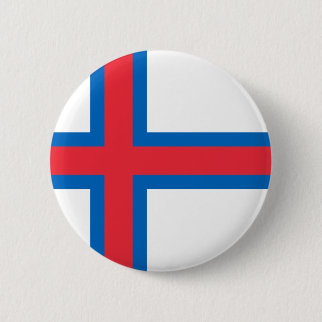 Faroe Islands Flag FO Pinback Button (Front)