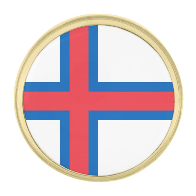 Faroe Islands Flag Gold Finish Lapel Pin (Front)