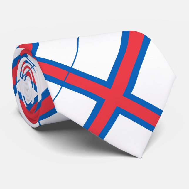 Faroe Islands Flag Neck Tie (Rolled)