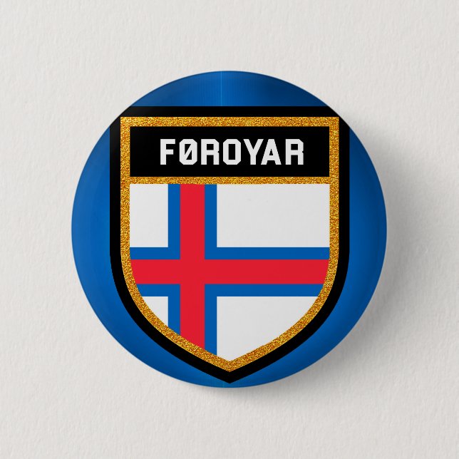 Faroe Islands Flag Pinback Button (Front)