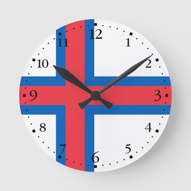 Faroe Islands Flag Round Clock (Front)