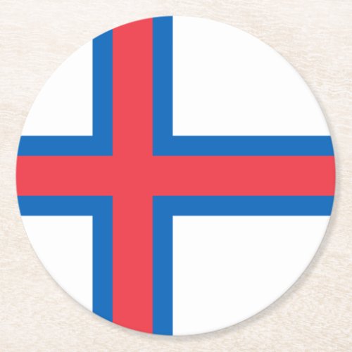 Faroe Islands Flag Round Paper Coaster