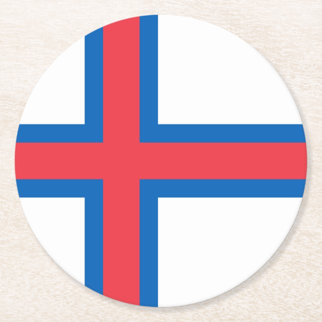 Faroe Islands Flag Round Paper Coaster (Front)