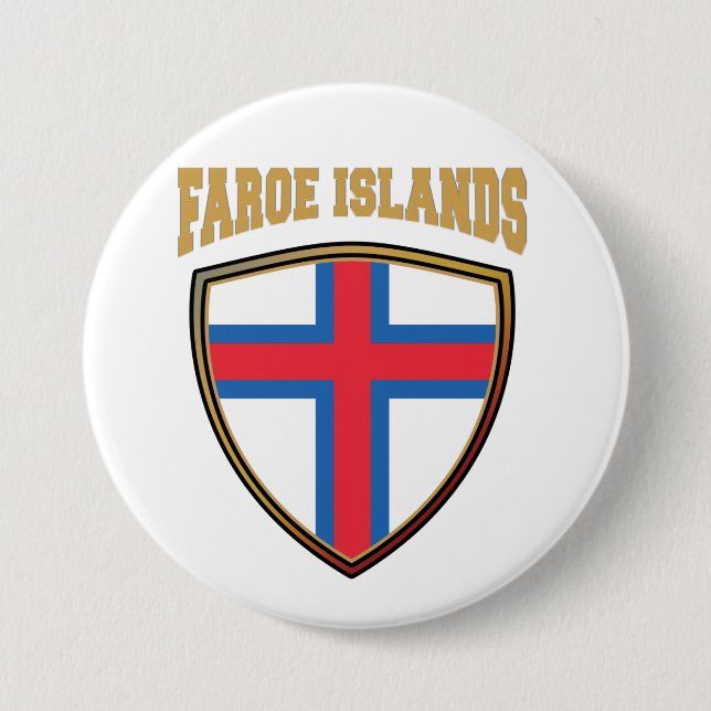 Faroe Islands Flag Shield Button (Front)