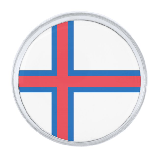 Faroe Islands flag Silver Finish Lapel Pin (Front)