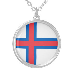 Faroe Islands Flag Silver Plated Necklace