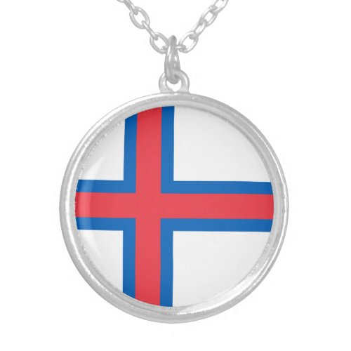 Faroe Islands Flag Silver Plated Necklace
