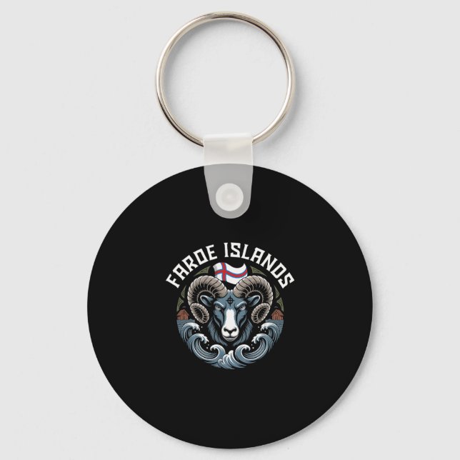 Faroe Islands Flag Travel Vacation  Keychain (Front)