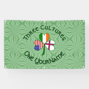 Faroe Islands Ireland USA Shamrock Personalized Banner
