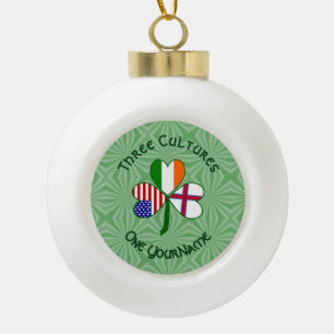 Faroe Islands Ireland USA Shamrock Personalized Ceramic Ball Christmas Ornament