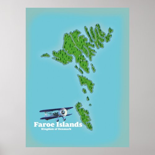 Faroe Islands Kingdom of Denmark map Poster